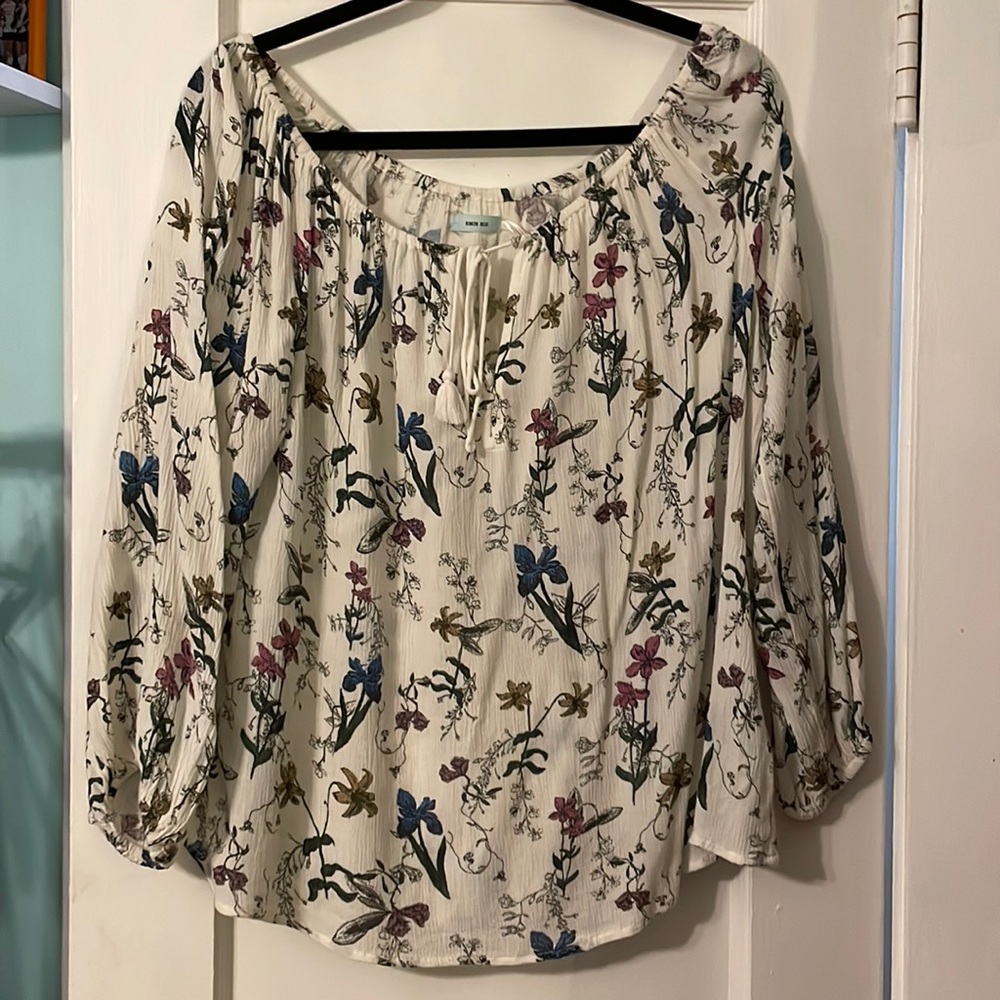 Kimchi Blue Off The Shoulder Floral Long Sleeve Top